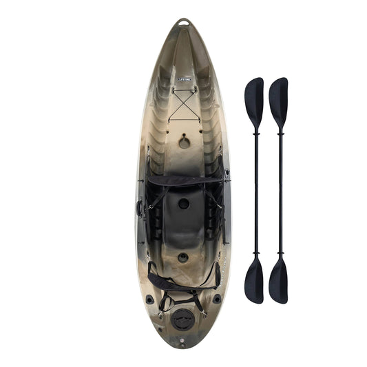 10 Tandem Fishing Kayak With Paddles & Backrests - Camouflage