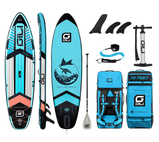 106 / 116 Air Inflatable Stand Up Paddle Board, Earth Day: An Extra Goes To The Coral Reef Alliance 106 / Teal / Aluminum