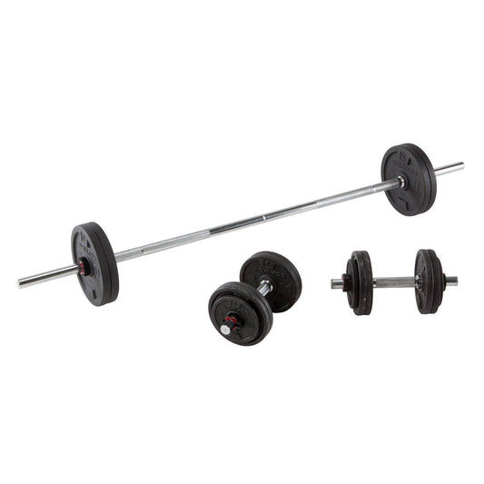 110 Lb Adjustable Weight Training Cast Iron Dumbbell And Barbell Set, Size: One Size, Black